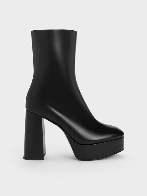 Platform Side-Zip Ankle Boots, Black, hi-res