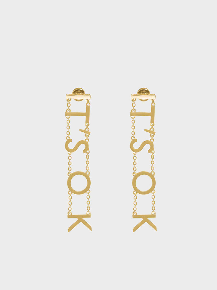 "IT&apos;S OK" Drop Earrings, Gold, hi-res