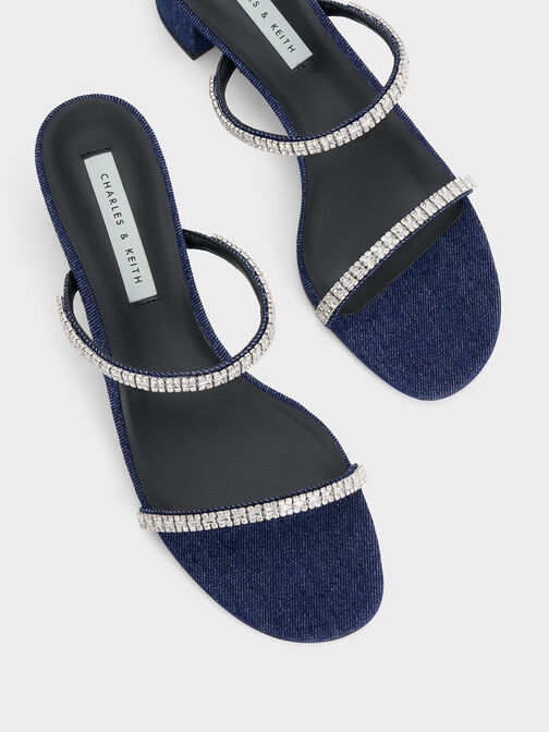 Ambrosia Denim Gem-Embellished Sandals, Blue, hi-res