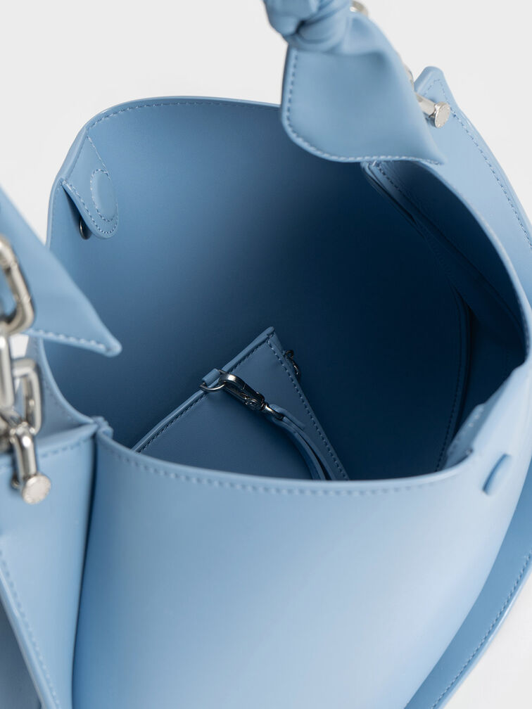 Bolso al Hombro con Asa Trenzada Cleona, Azul claro, hi-res