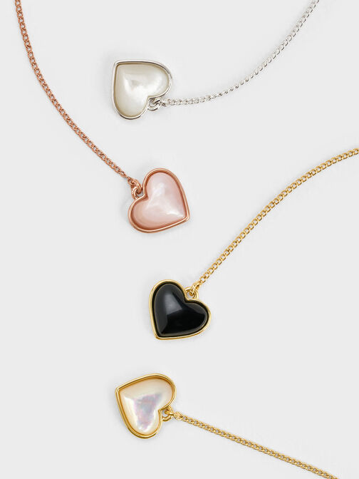 Annalise Heart Stone Drop Earrings, Silver, hi-res