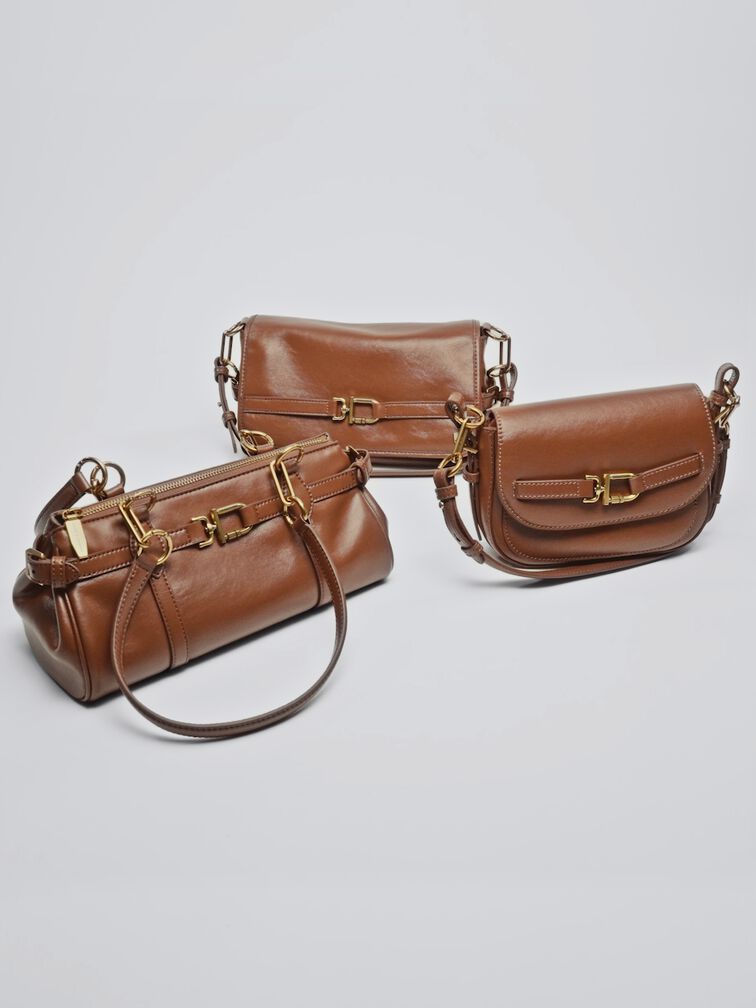 Gwynne Metallic-Accent Elongated Shoulder Bag, Chocolate, hi-res