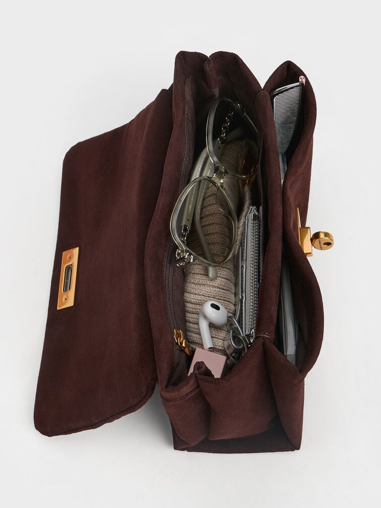 Kerry Recycled Suede Chain-Handle Crossbody Bag, , hi-res