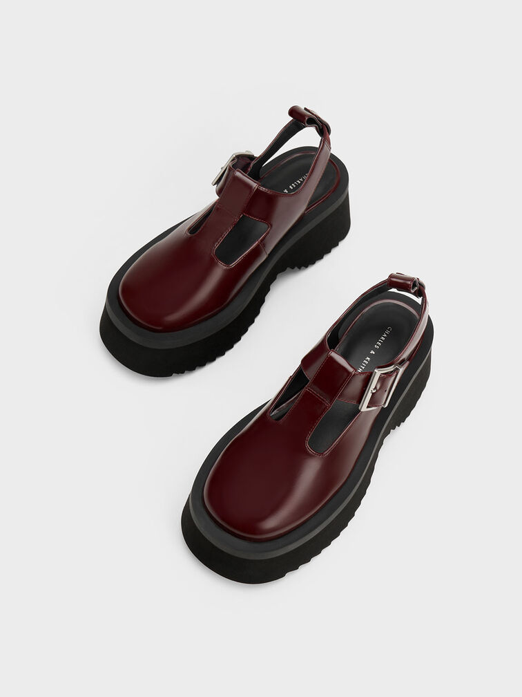 Mary Janes con cadena gruesa y recortes, Granate, hi-res