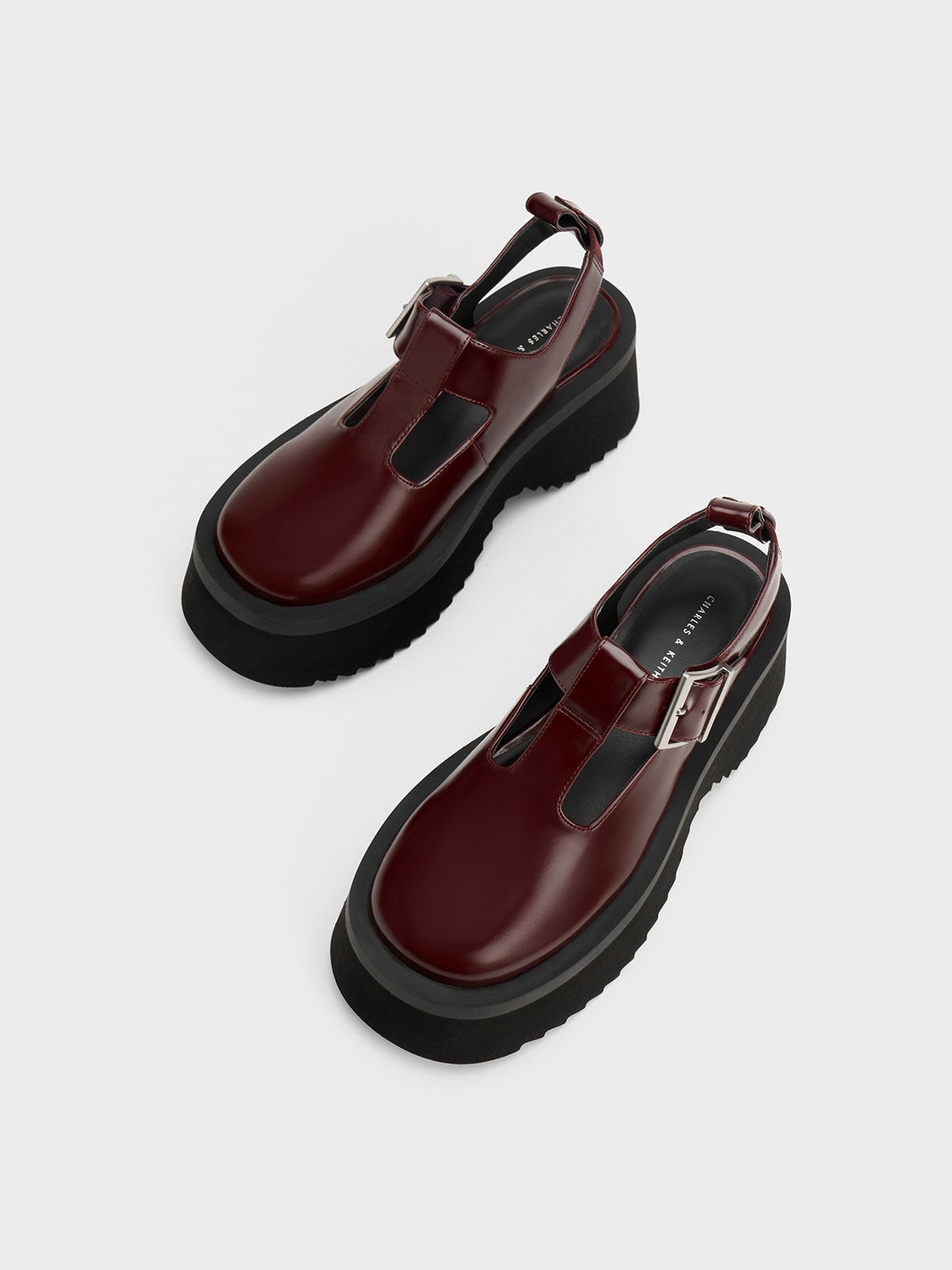 Chunky Chain Cut-Out Mary Janes, Maroon, hi-res