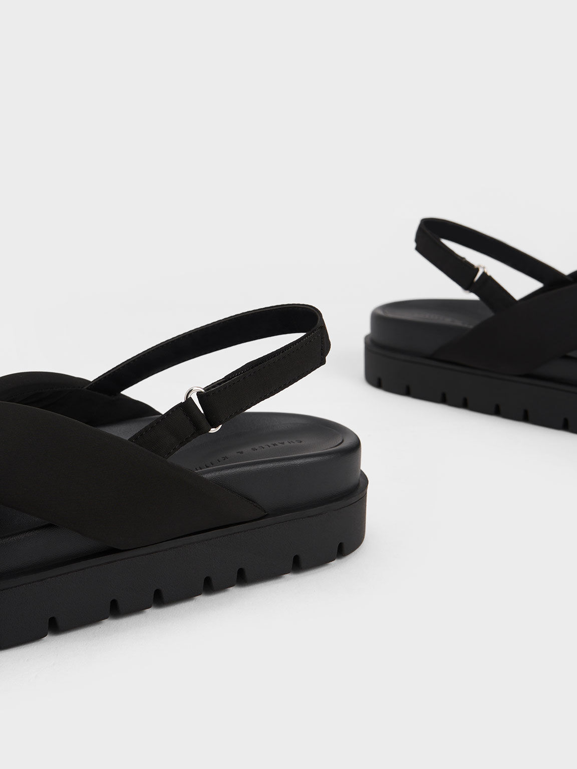 Nylon Knotted Flatform Sandals Black