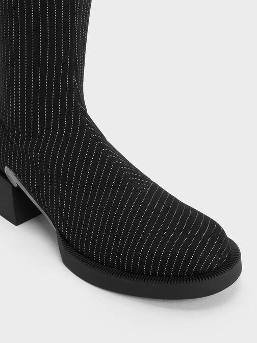 Devon Striped Metallic-Accent Thigh-High Boots, Dark Grey, hi-res
