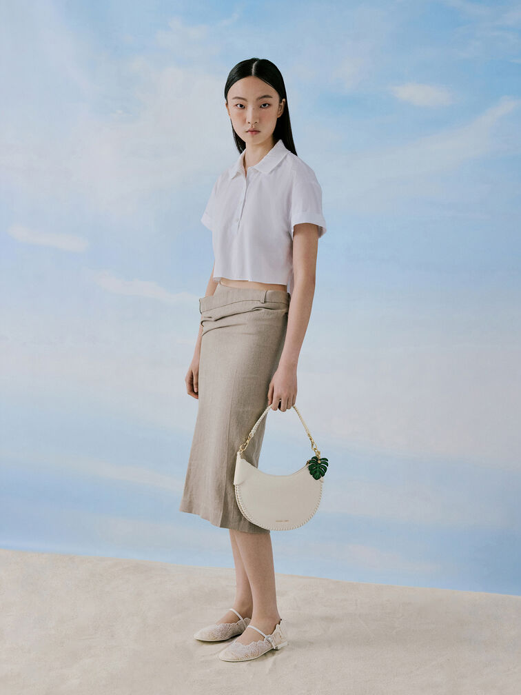 Blume Braided Curved Hobo Bag, Cream, hi-res