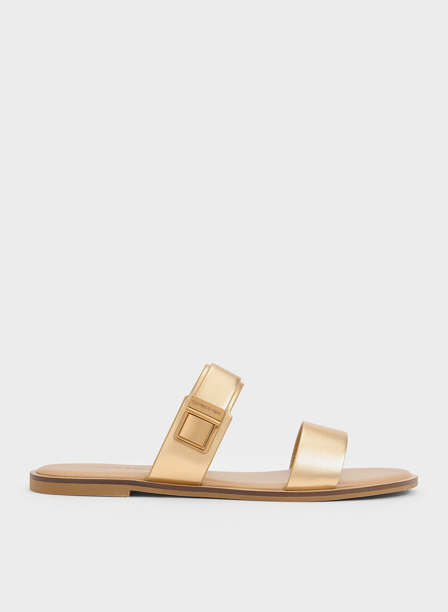 Dove Metallic Double-Strap Sandals, Gold, hi-res