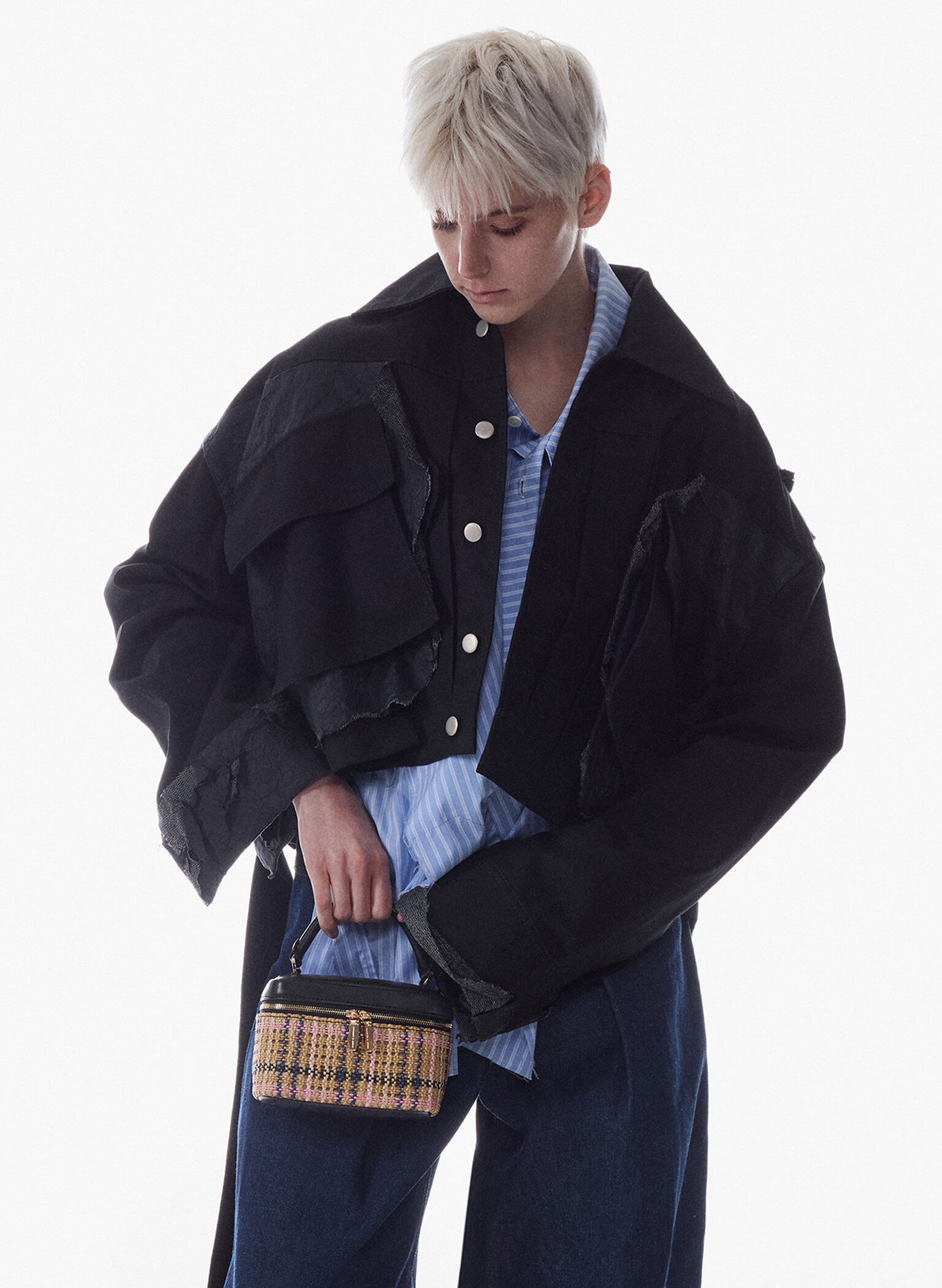 Arwen Tartan Top Handle Vanity Bag, Tartan Straw, hi-res