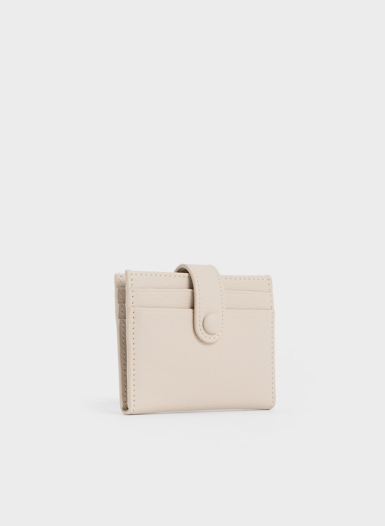Ivory Snap Button Card Holder - CHARLES & KEITH US