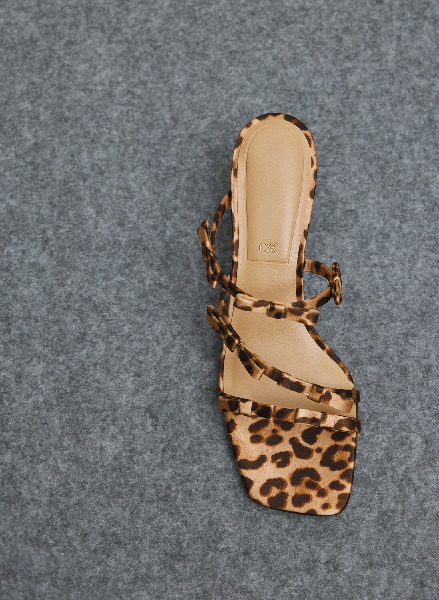 Jessy Recycled Polyester Leopard-Print Bow Heeled Sandals, Multi, hi-res