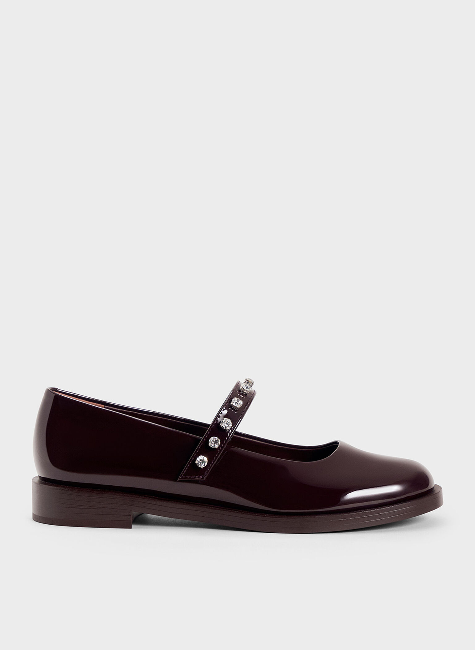 Patent Gem-Encrusted Mary Janes, Maroon, hi-res