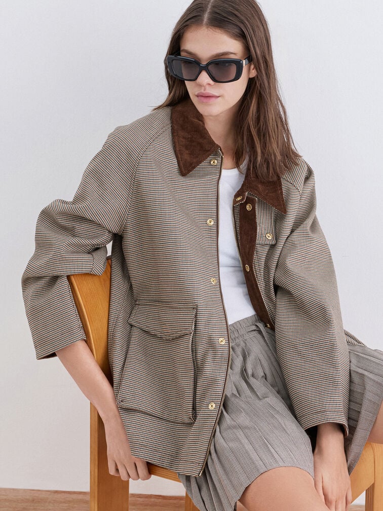 Alix Recycled Acetate Metallic-Accent Butterfly Sunglasses, Black, hi-res