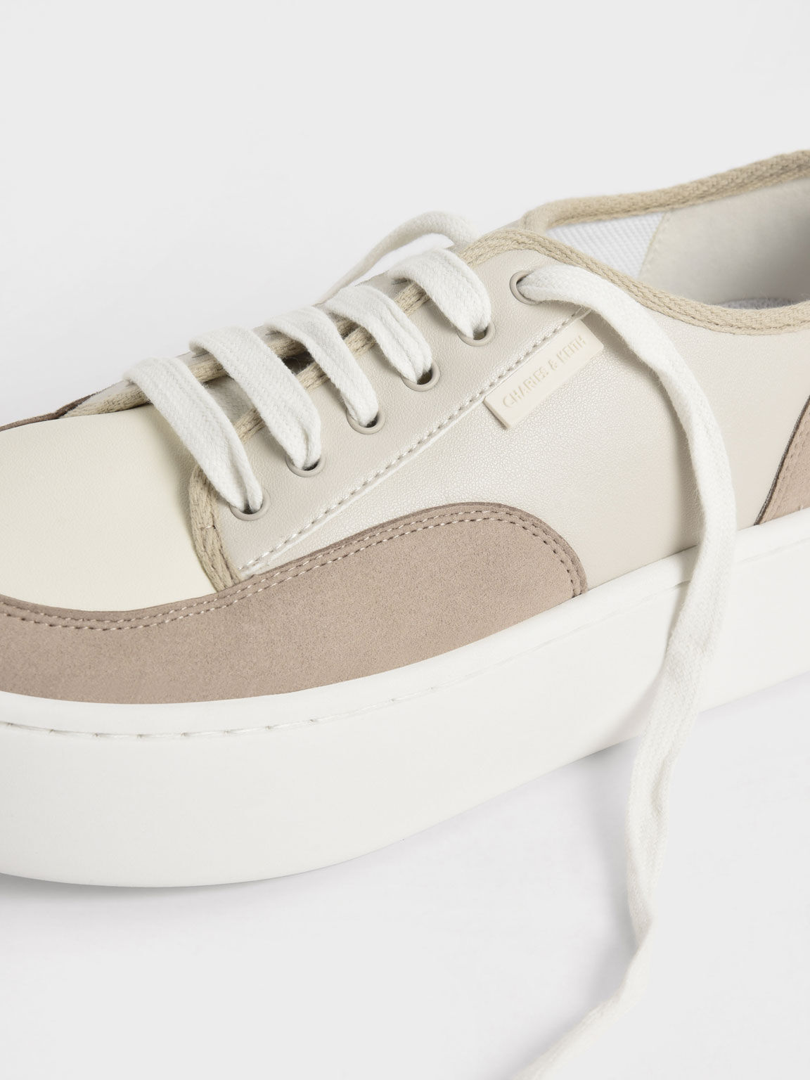 Skye Two-Tone Cotton Sneakers, Taupe, hi-res