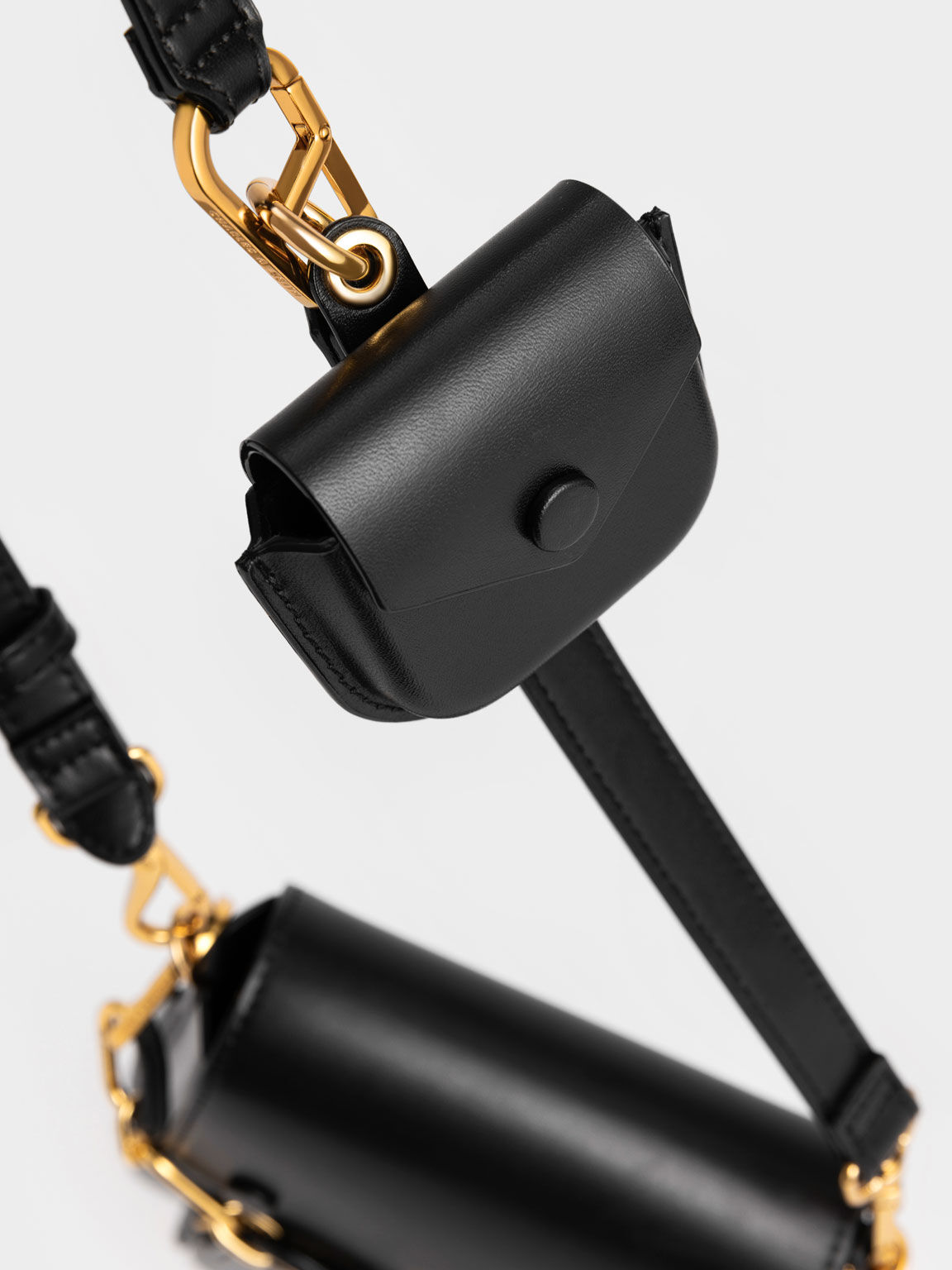 Amber Chain-Handle Long Crossbody Bag, Black, hi-res