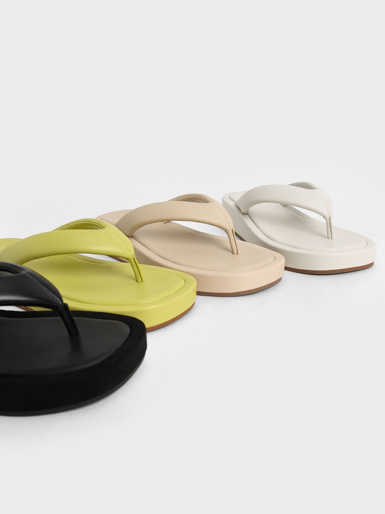 Padded Platform Thong Sandals, Lime, hi-res
