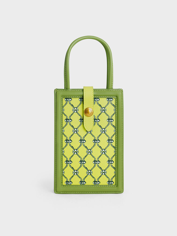 Este Belted Printed Phone Pouch, Lime, hi-res