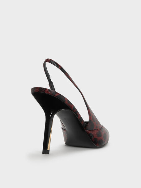 Taylen Leopard-Print Slingback Pumps, Animal Print Burgundy, hi-res