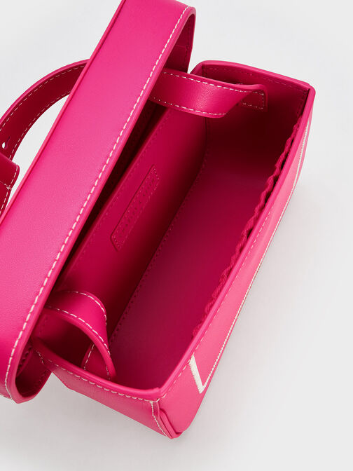 Astra Contrast Trim Boxy Bag, Fuchsia, hi-res