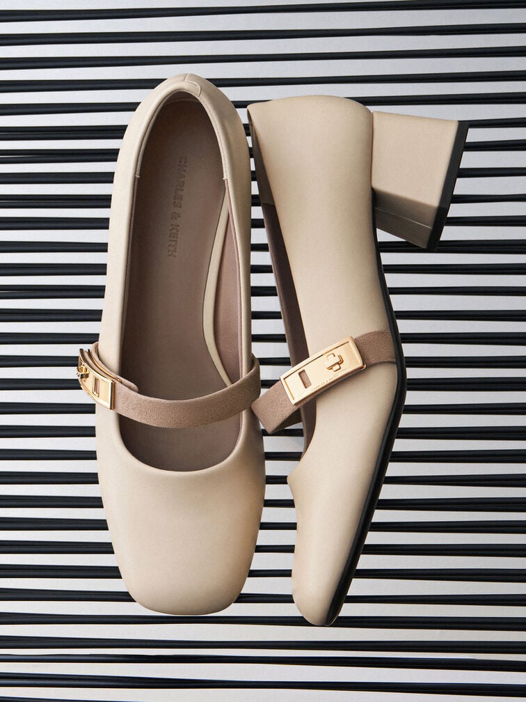 Lando 釦帶瑪莉珍粗跟鞋, 石灰白, hi-res