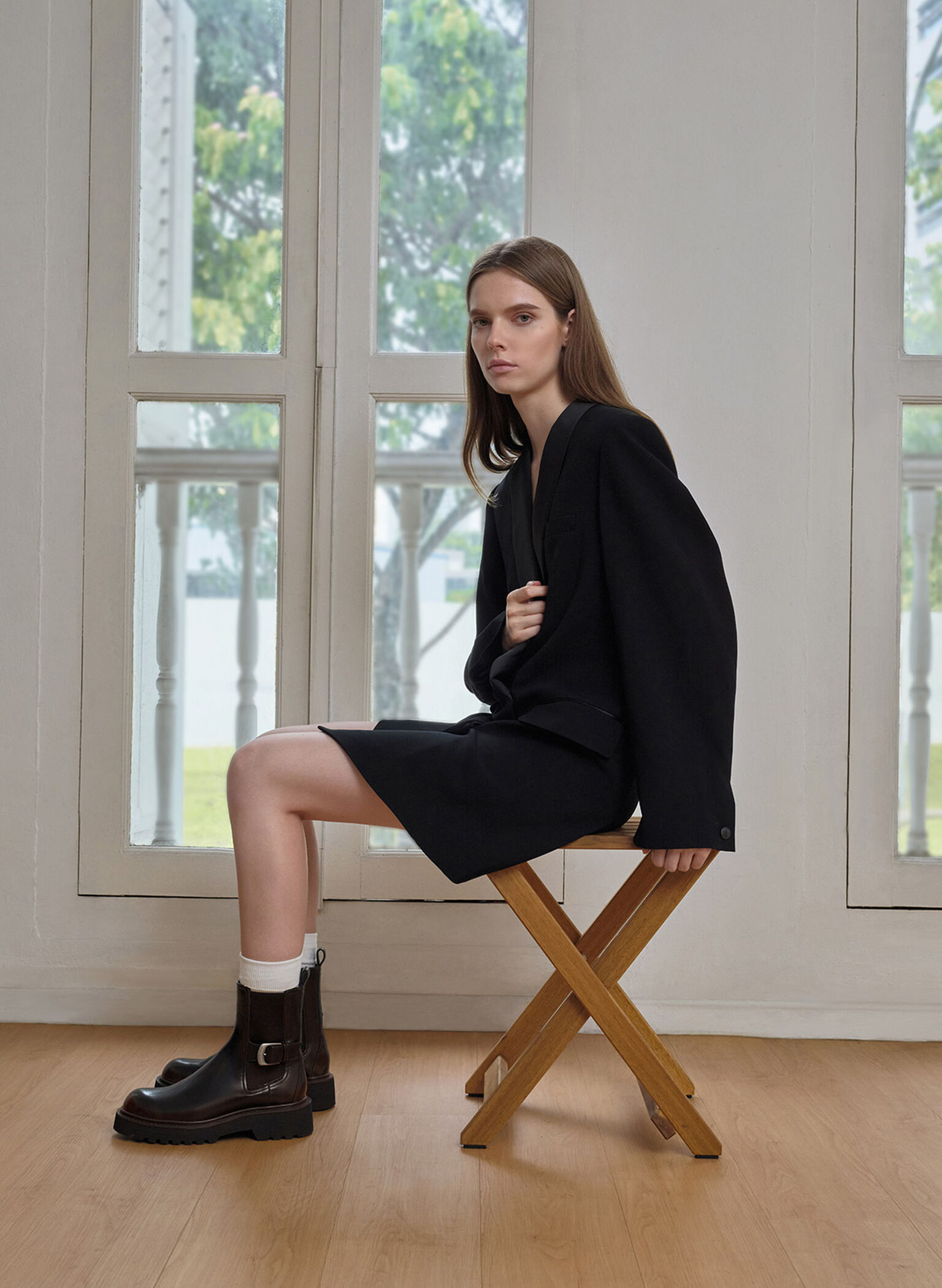 Botas Chelsea de suela estriada con hebilla lateral, Marrón oscuro, hi-res