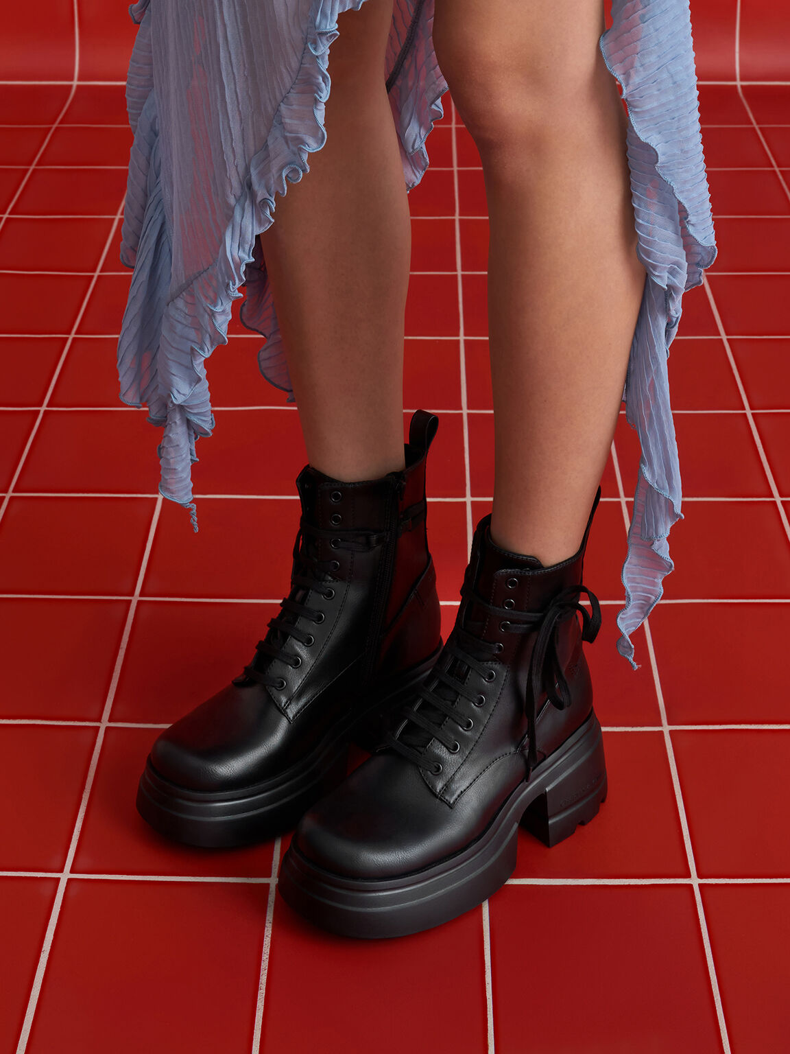 Lace chunky boots outlet