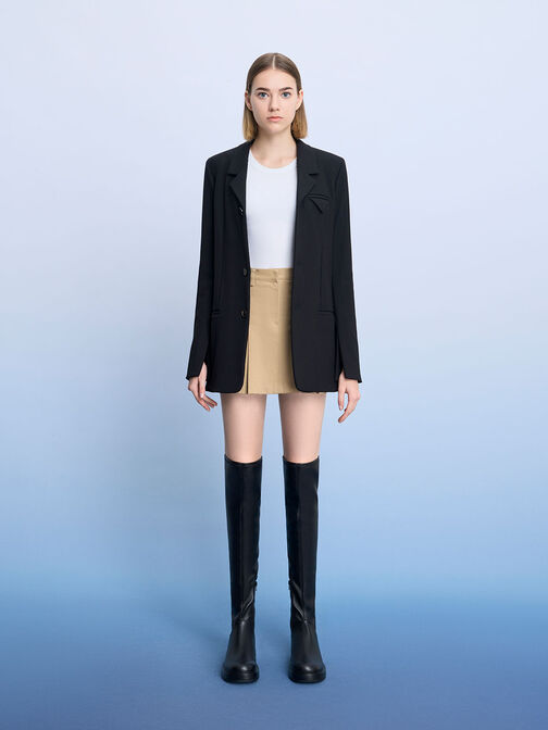 Zip-Up Thigh-High Boots, Black, hi-res