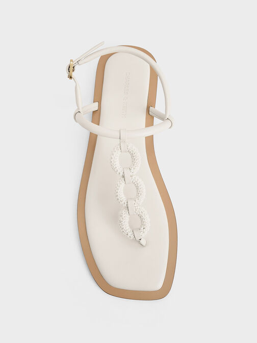 Raffia Ring Thong Sandals, Chalk, hi-res