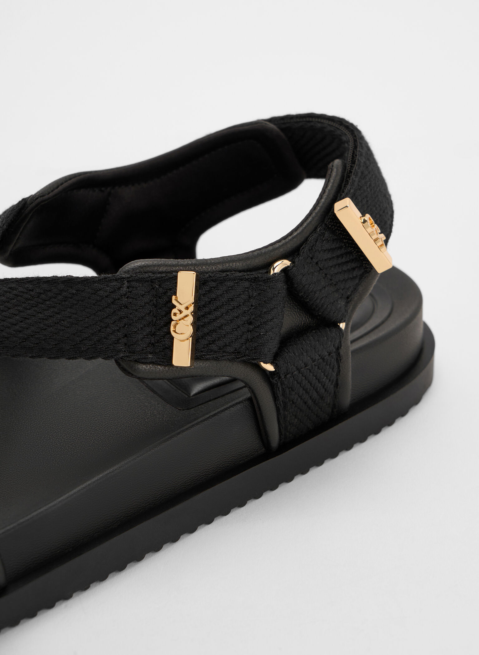 Granta Leather & Fabric Crossover Sports Sandals, Black, hi-res
