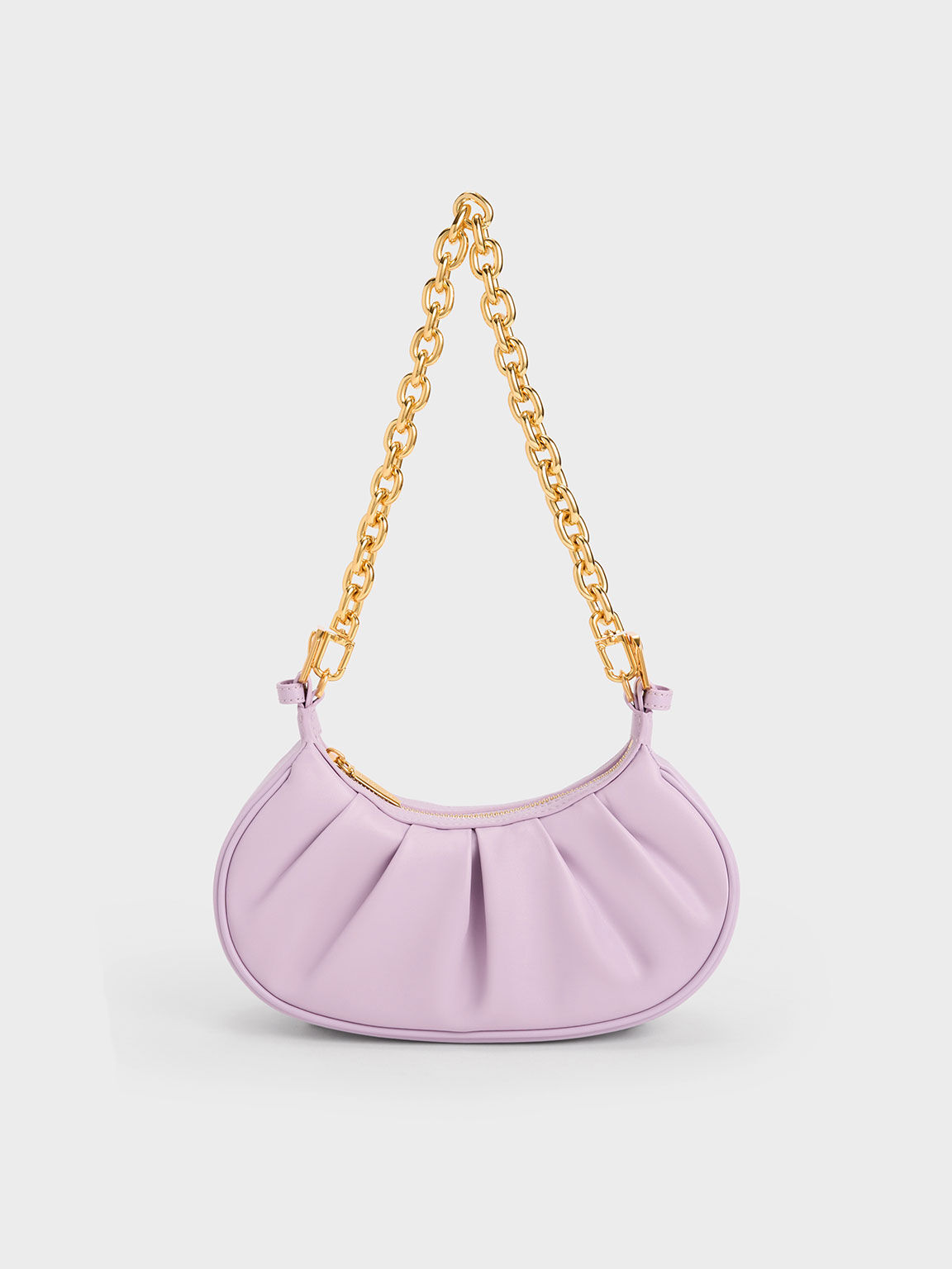 Duo Ruched Shoulder Bag, Lilac, hi-res