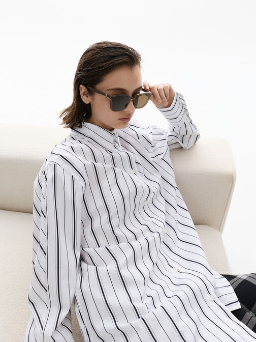 Maude Recycled Acetate Square Sunglasses, Chestnut Brown, hi-res