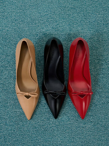 Bow Pointed-Toe Stiletto-Heel Pumps, Black Box, hi-res