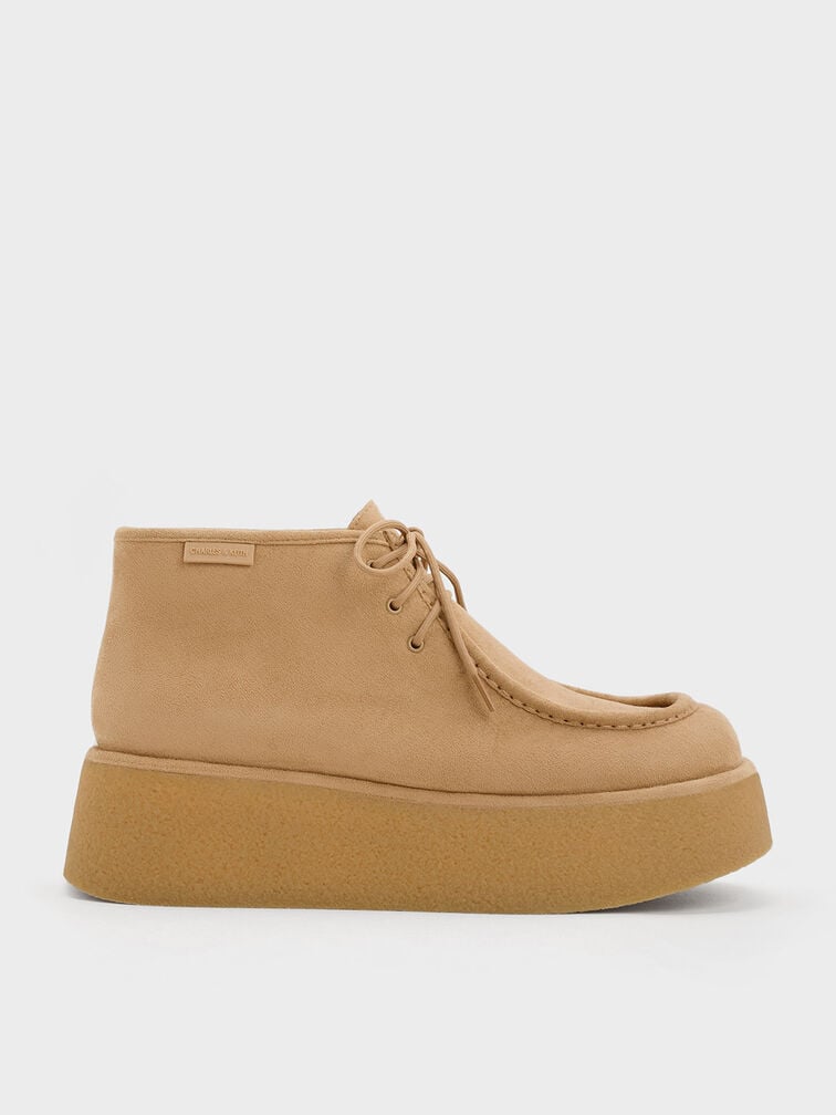 Molly Textured Flatform Ankle Boots, Sand, hi-res