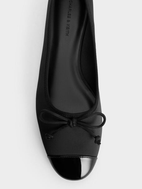 蝴蝶結芭蕾舞平底鞋, 黑色特別款, hi-res