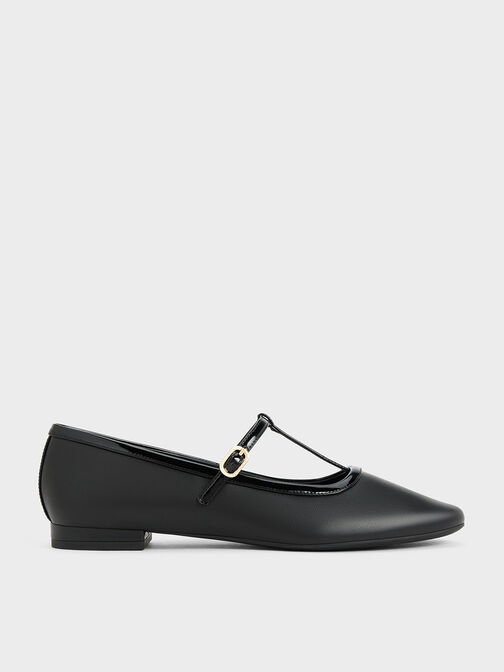 T-Bar Mary Jane Flats, Black, hi-res