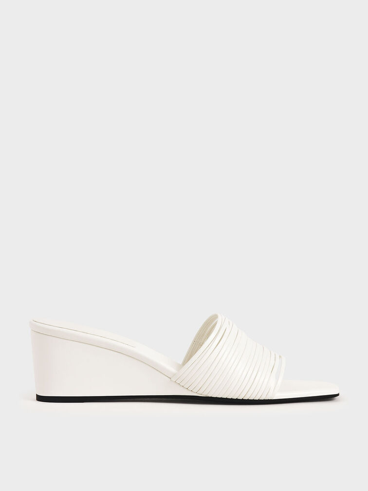 Strappy Wedges, White, hi-res