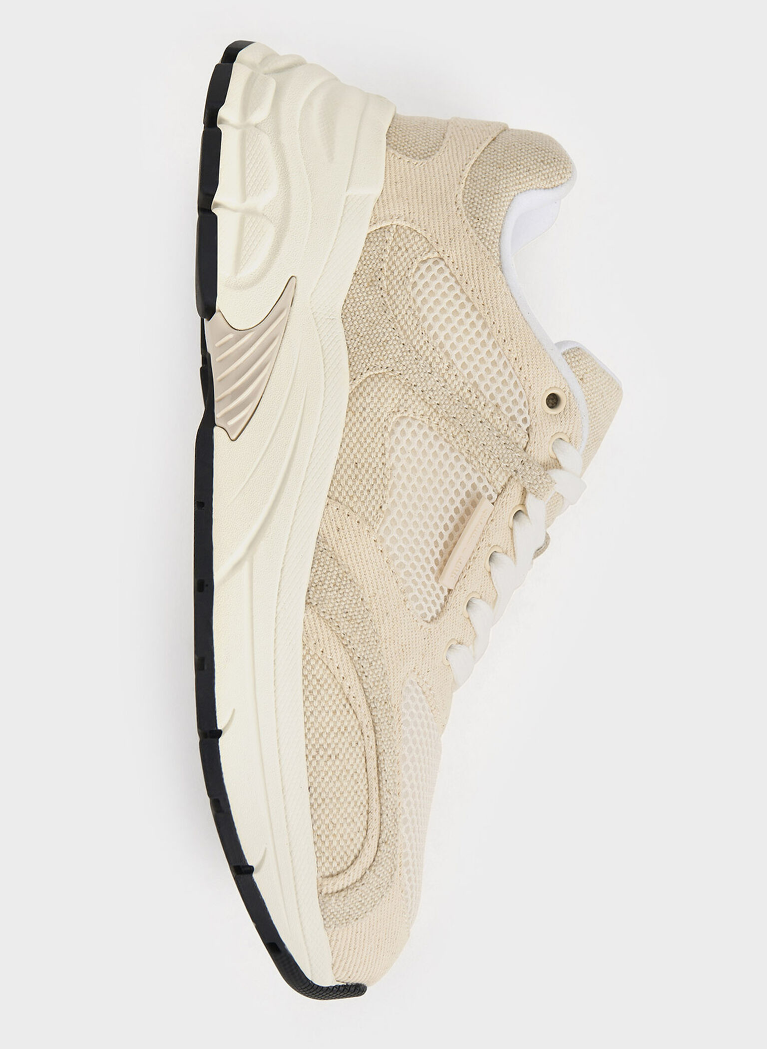 Mesh & Canvas Lace-Up Chunky Sneakers, Chalk, hi-res