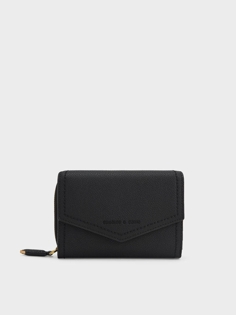 Charles & Keith - Women's Top Zip Short Wallet, Black, Xs