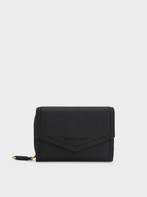 Stitch Trim Envelope Wallet, Black, hi-res