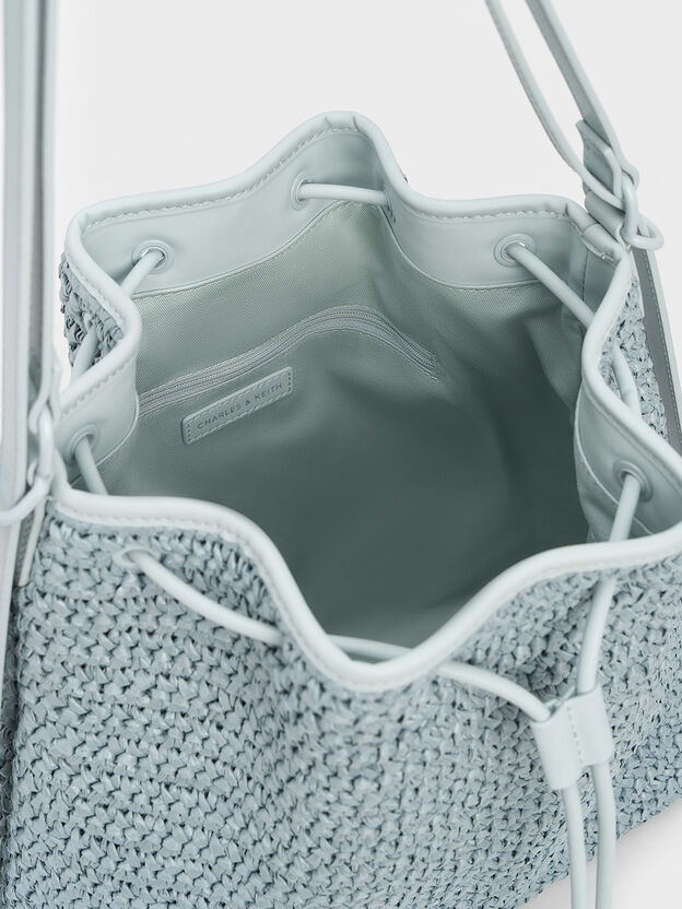 Neva Woven Two-Way Bucket Bag, Sage Green, hi-res
