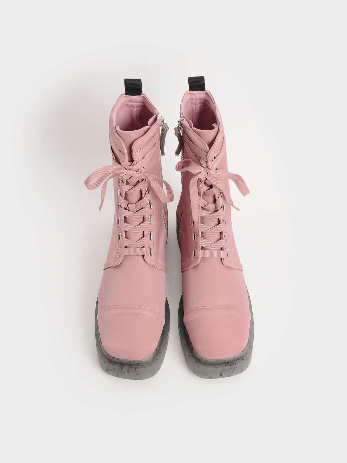 Charli Recycled Nylon Lace-Up Ankle Boots, Pink, hi-res