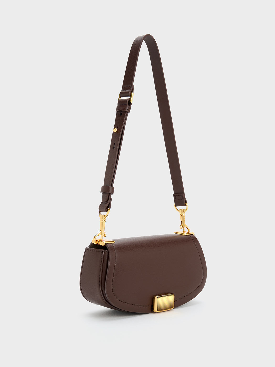 Sonnet Two-Tone Chain Handle Shoulder Bag, Dark Brown, hi-res