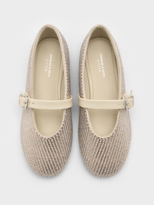 Girls' Pearl & Crystal-Embellished Buckled Mary Janes, Chalk, hi-res