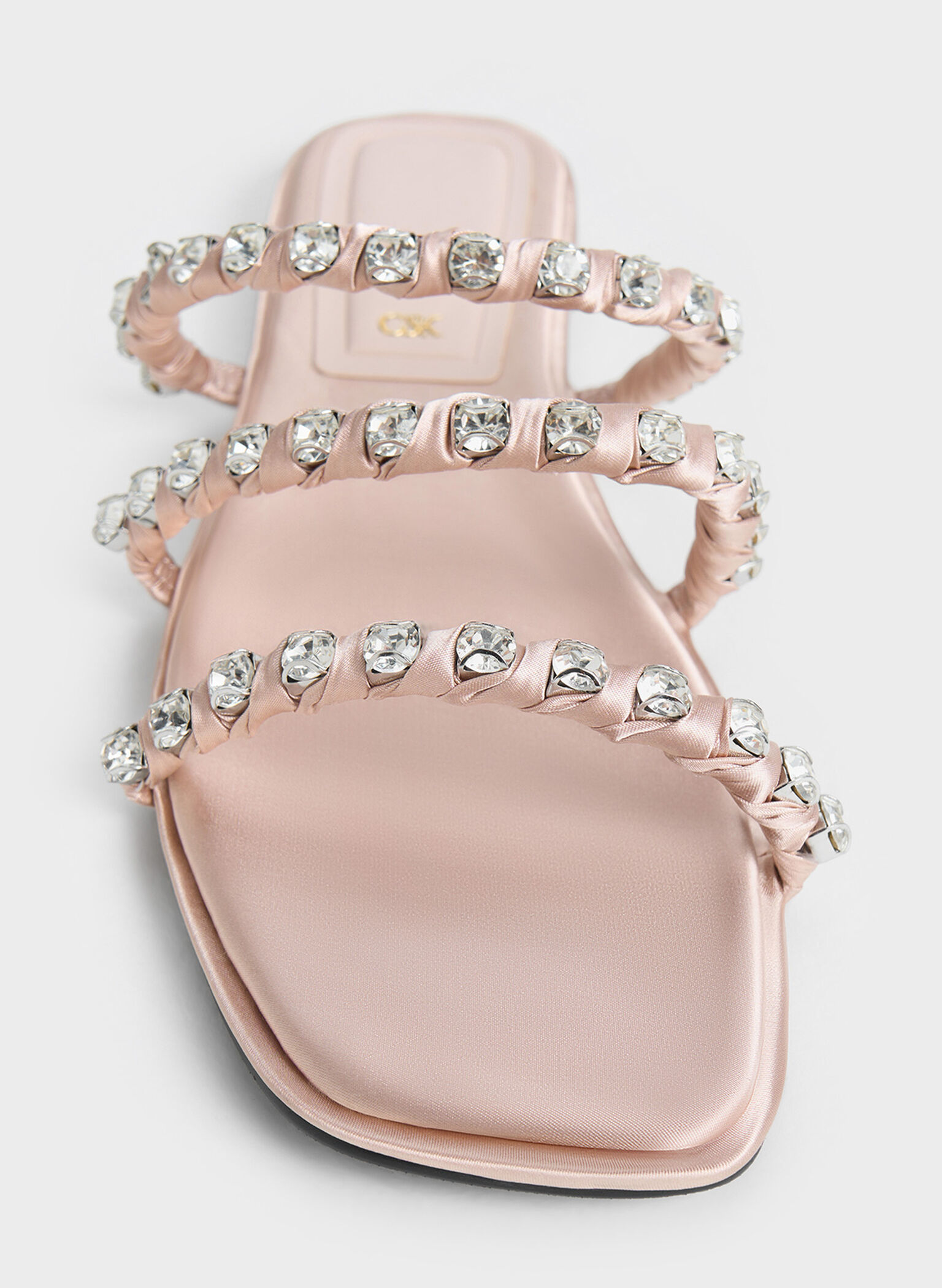 Goldie Recycled Polyester Gem-Encrusted Slide Sandals, Light Pink, hi-res