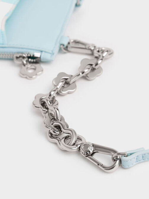 Minka Chain-Handle Checkered Card Holder, Light Blue, hi-res