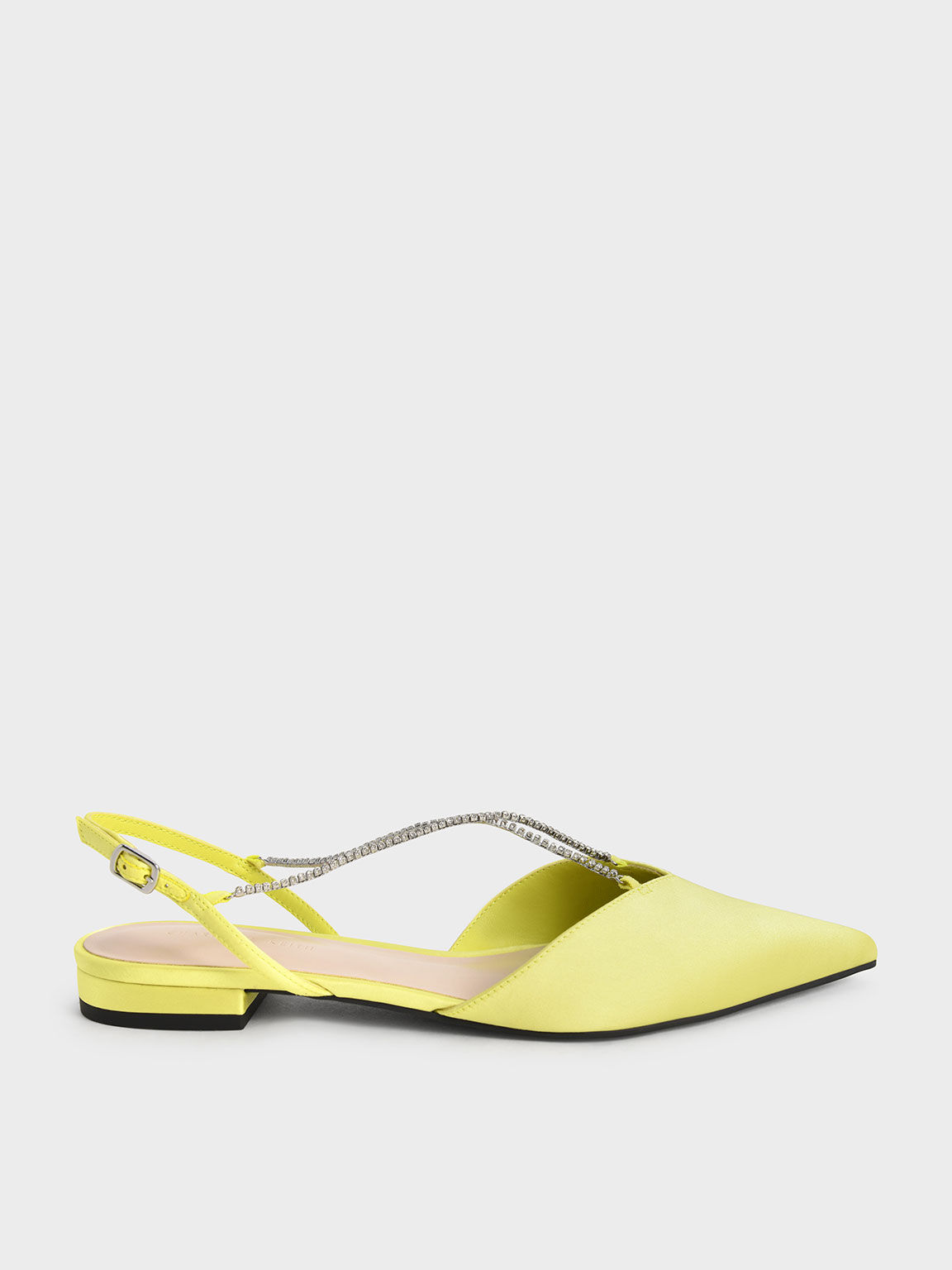 Adel Recycled Polyester Gem-Embellished Slingback Ballerinas, Lime, hi-res