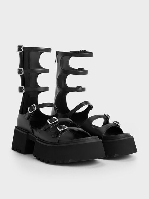 Lyric Gladiator Platform Sandals, Black, hi-res