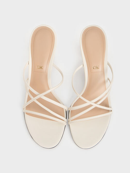Orly Leather Strappy Slant-Heel Mules, White, hi-res