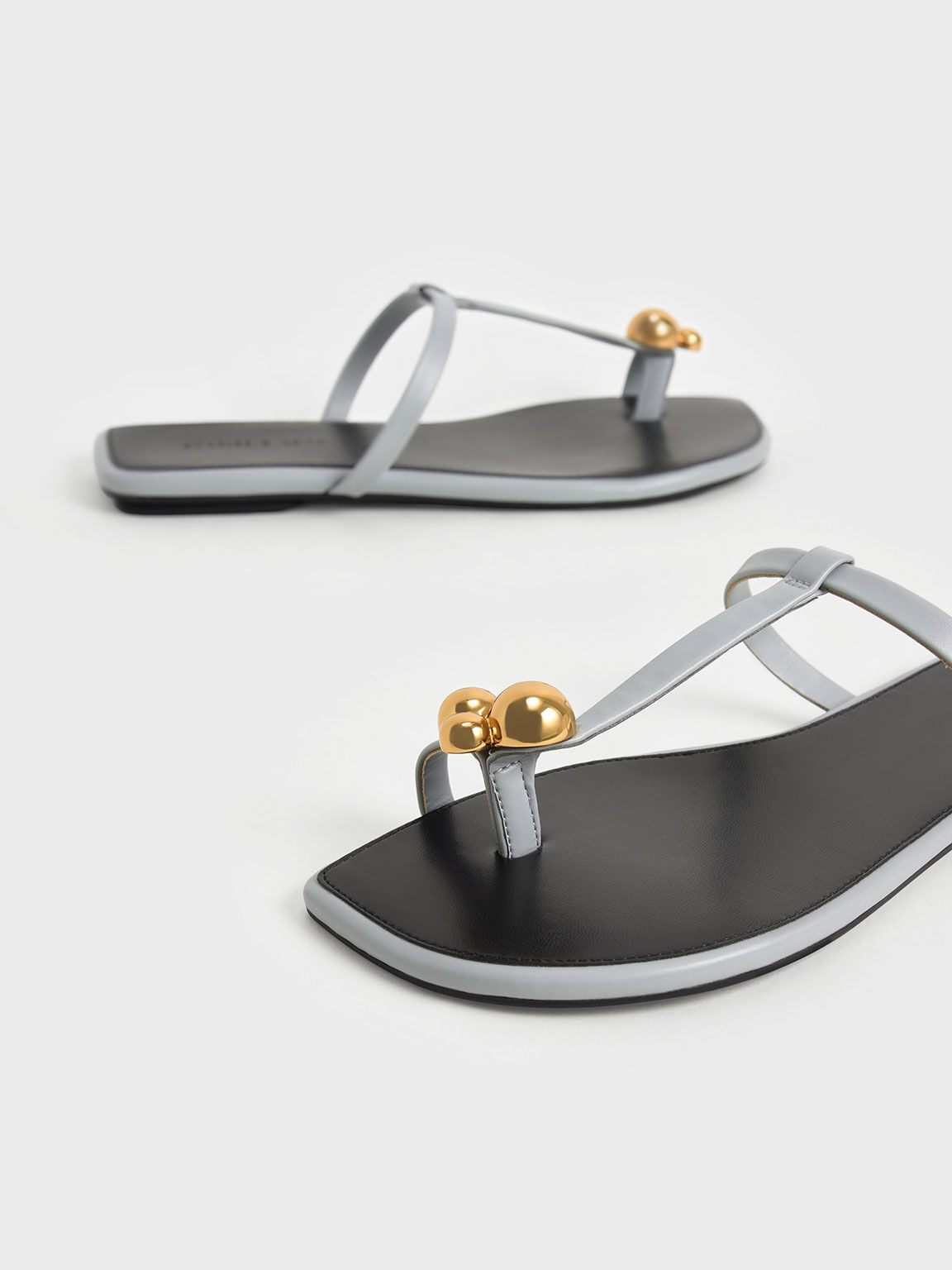 Embellished Toe-Ring Flat Sandals, Light Blue, hi-res